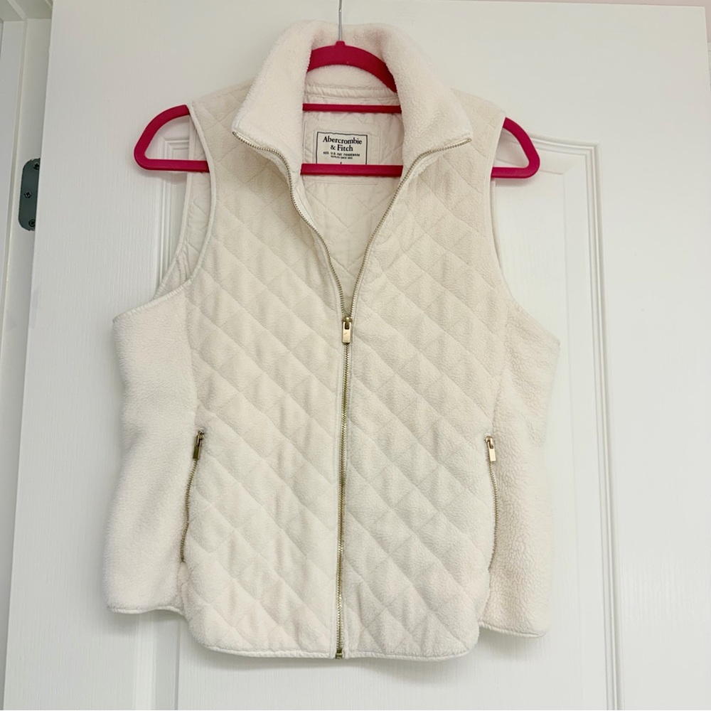 Vintage Abercrombie Cream Vest, Gold Hardware, Size S